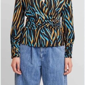 Gestuz Animal Print Wrap Blouse